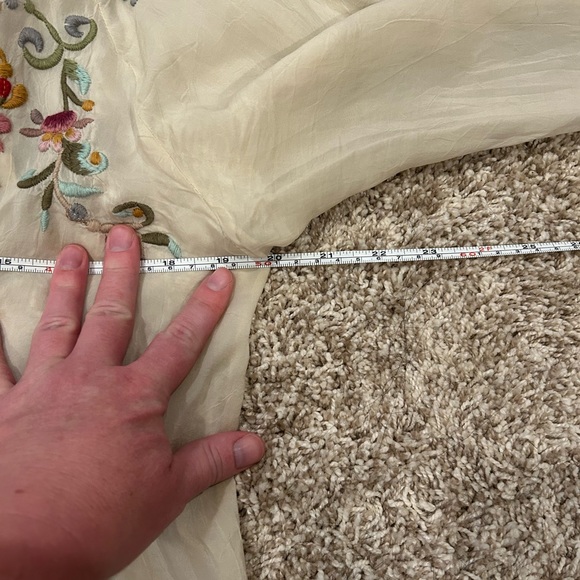 Johnny Was Semi-Sheer Cream Embroidered Rayon Tunic - Picture 9 of 10